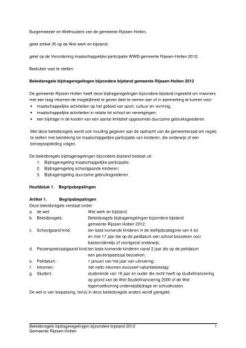 Beleidsregels bijdrageregelingen bijzondere bijstand - Gemeente ...