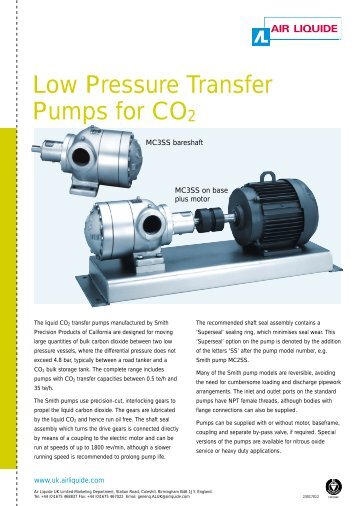 Low Pressure Transfer Pumps for CO2 - Air Liquide UK