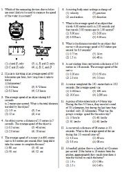 Motion, Speed, Acceleration, Velocity (+force) Quiz