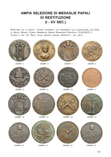 ampia selezione di medaglie papali di restituzione (i â xv ... - Negrini