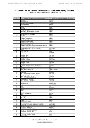Diccionario de las Formas Farmaceuticas Detalladas y ... - Digemid