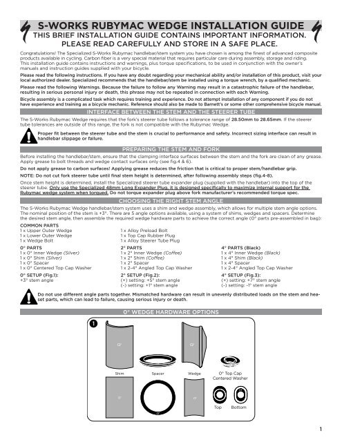 Specialized torque settings outlet