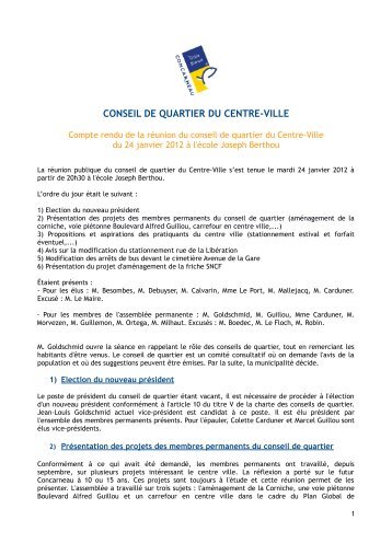 CONSEIL DE QUARTIER DU CENTRE-VILLE - Concarneau
