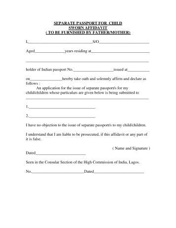 Affidavit For No Legal Status - Indian Passport Application - Immihelp