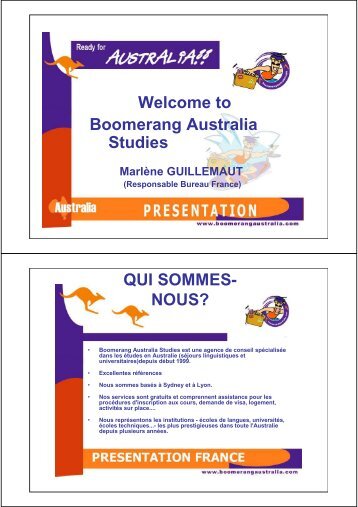 Welcome to Boomerang Australia Studies QUI SOMMES- NOUS?