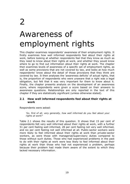 Employment Rights at Work: Survey of Employees ... - DTI Home Page