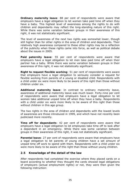 Employment Rights at Work: Survey of Employees ... - DTI Home Page