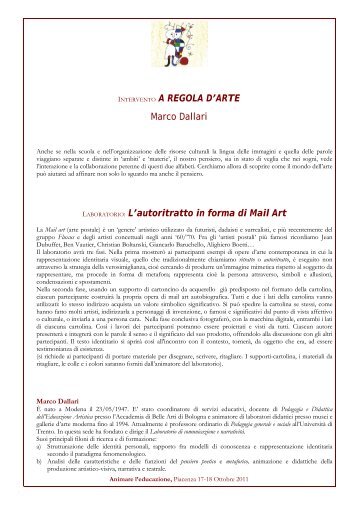 INTERVENTO A REGOLA D'ARTE Marco Dallari LABORATORIO: L ...