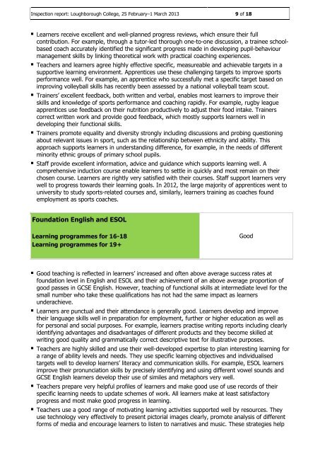 Ofsted Inspection Report.pdf - College Documents - Loughborough ...