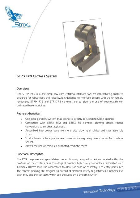 Strix Controls STRIX P69 Cordless System - STRIX Limited