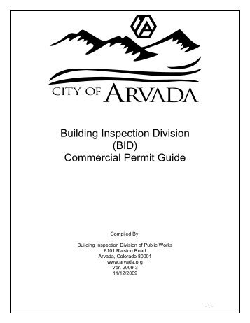 Building Inspection Division (BID) Commercial Permit Guide - Arvada