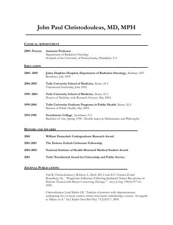 John Paul Christodouleas, MD, MPH - Department of Radiation ...