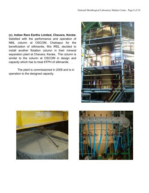 development of column flotation technology at national metallurgical ...