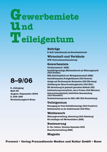 Fachzeitschrift "Gewerbemiete und Teileigentum" (GuT)