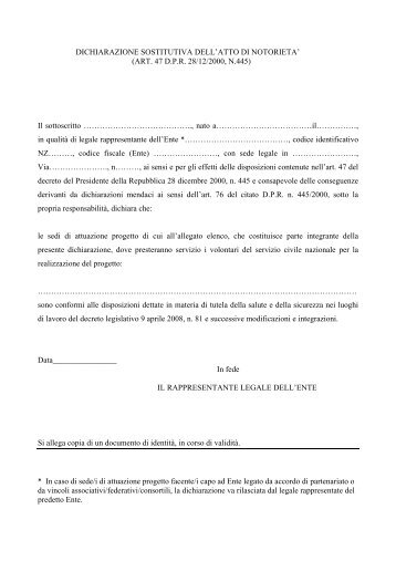 DICHIARAZIONE SOSTITUTIVA DELL'ATTO DI NOTORIETA' (ART ...