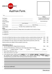 Audition Form - Beenleigh Theatre Group