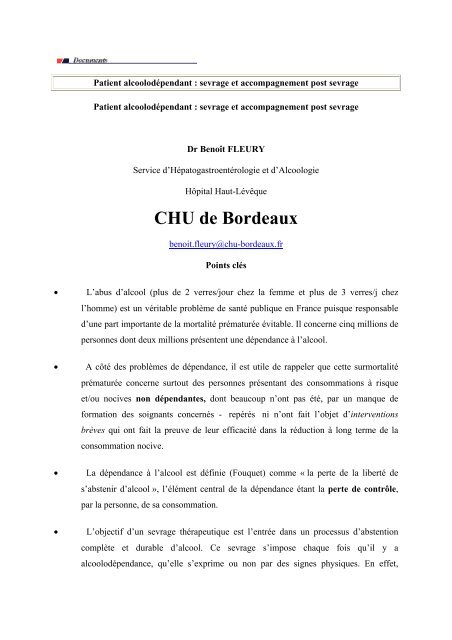 Patient alcoolodÃ©pendant : sevrage et accompagnement post ... - Afef