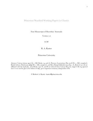 Princeton/Stanford Working Papers in Classics - Princeton University