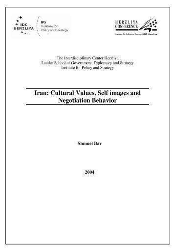 Iran: Cultural Values, Self images and Negotiation Behavior