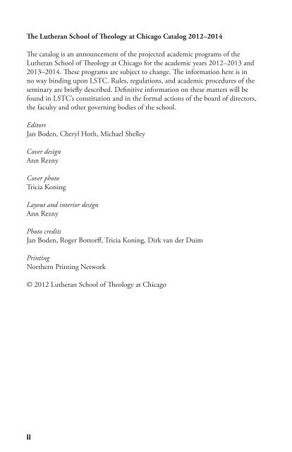 current Catalog - Lutheran School of Theology at Chicago