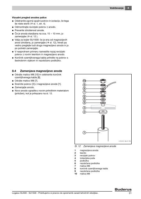 Navodila Logalux SU 400-1000l - Buderus