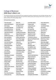 College of Business 2009 Dean's Merit List