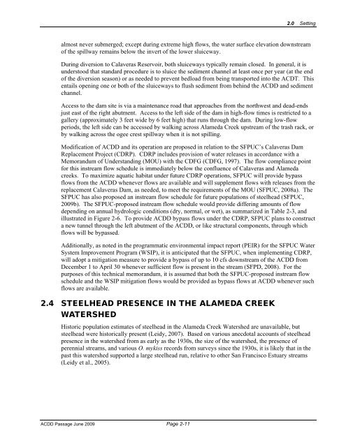 Feasibility of Fish Passage at Alameda Creek Diversion Dam