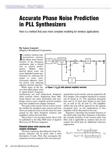 Accurate Phase Noise Prediction in PLL Synthesizers - Lance Lascari