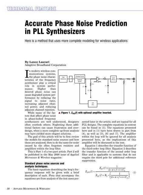 Accurate Phase Noise Prediction in PLL Synthesizers - Lance Lascari