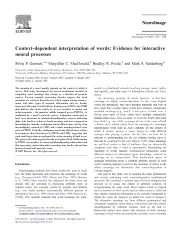 Context-dependent interpretation of words: Evidence for interactive ...