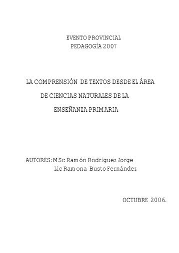 la comprensiÃƒÂ³n de textos desde el ÃƒÂ¡rea de ciencias naturales de la ...