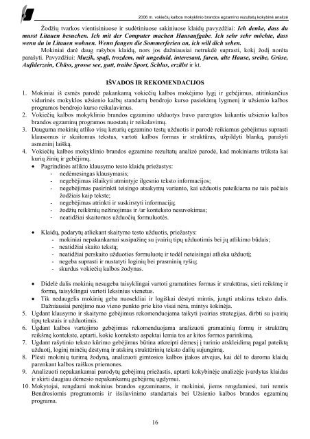 2006 m. vokieÄiÅ³ kalbos mokyklinio brandos egzamino rezultatÅ³ ...