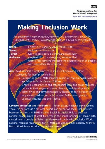 Making Inclusion Work - North West Public Health Observatory