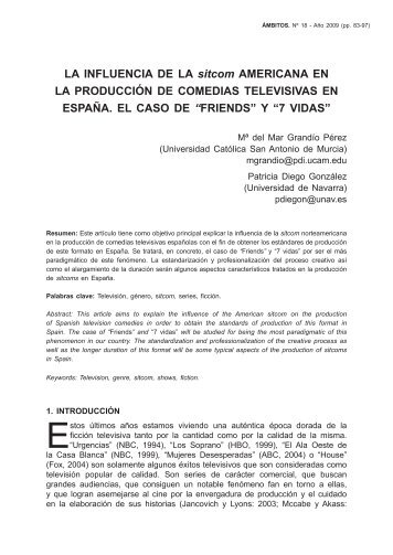La influencia de la sitcom americana en la producciÃ³n ... - Grupo.us.es