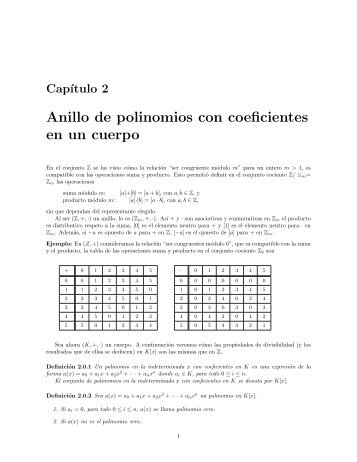 Anillo de polinomios con coeficientes en un cuerpo - QueGrande