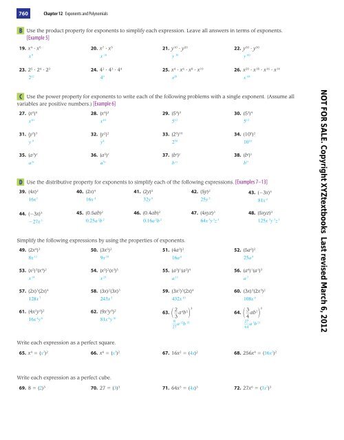 Exponents and Polynomials - XYZ Custom Plus