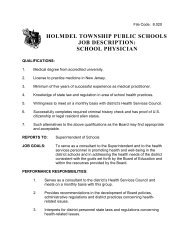 holmdel township public schools job description: school physician