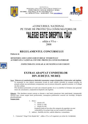 Alege este Dreptul Tau - Inspectoratul Şcolar Judeţean Mureş