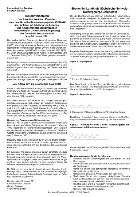 Statistik des Meldeamtes - 2010 - Pretzschendorf