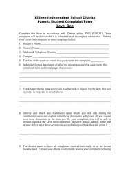 Killeen Independent School District Parent/Student Complaint Form ...