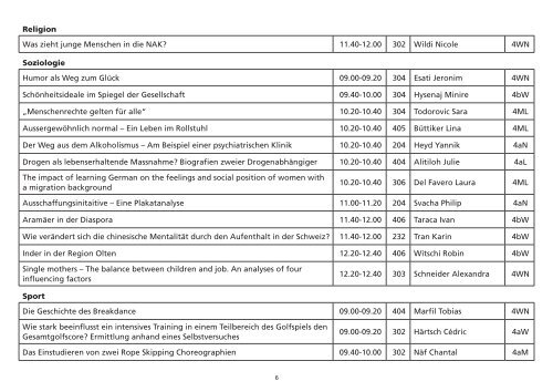 Präsentationen der Maturaarbeiten und Abschlussarbeiten FMS