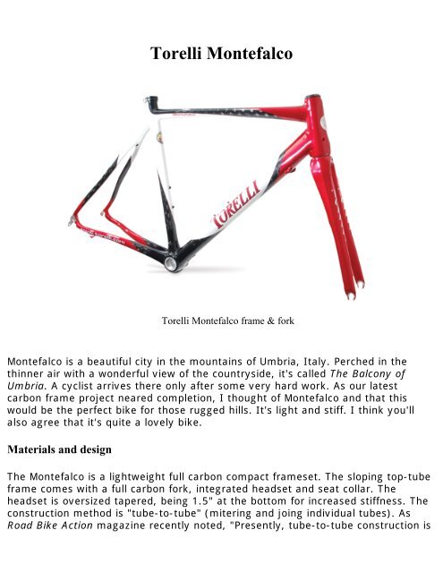 Torelli Montefalco - Smart Bike Parts