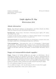 Linjär algebra II, 5hp - Matematiska institutionen - Uppsala universitet