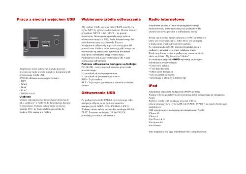 INSTRUKCJA OBSŁUGI AMPLITUNERÓW ARCAM AVR 750/450/380