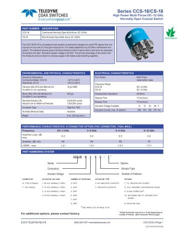 CCS-18 NORMALLY OPEN - SHORT.indd - Teledyne Coax Switches