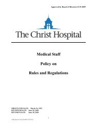 Medical Staff Policy on Rules and Regulations - The Christ Hospital