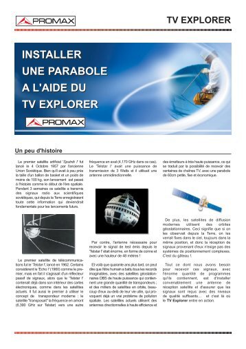 Installer une parabole a l'aide du TV Explorer - PROMAX Electronica