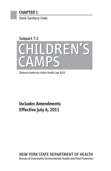 Children's Camps - NYS Sanitary Code