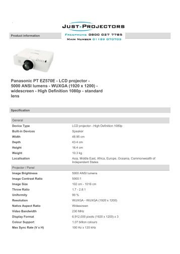 Panasonic PT EZ570E - LCD projector - 5000 ANSI lumens ...