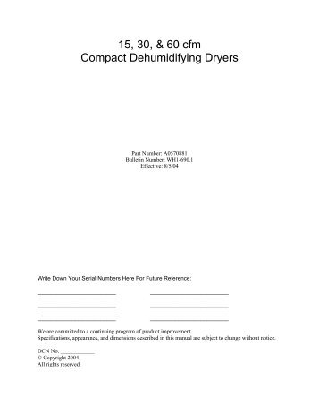 15, 30, & 60 cfm Compact Dehumidifying Dryers - AEC